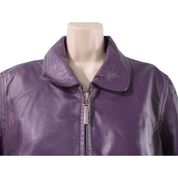 Vintage Purple Lambskin Leather Jacket Preston York Size L GUC - Picture 10 of 16